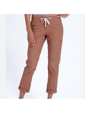 Vuori Women's Pink/Rust Ripstop Drawstring Track Cargo Joggers, Size Small, EUC